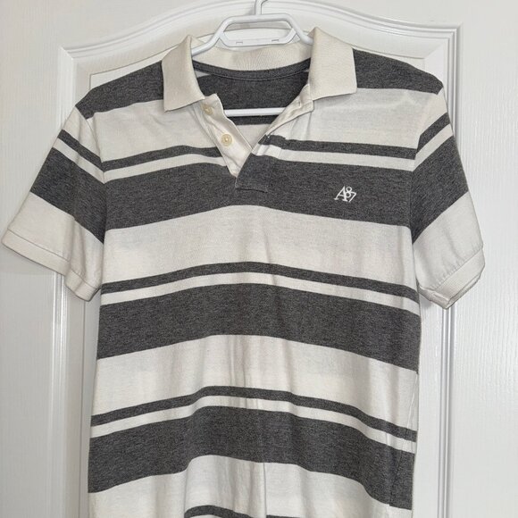 Aeropostale White and Grey Striped Polo - Picture 1 of 3